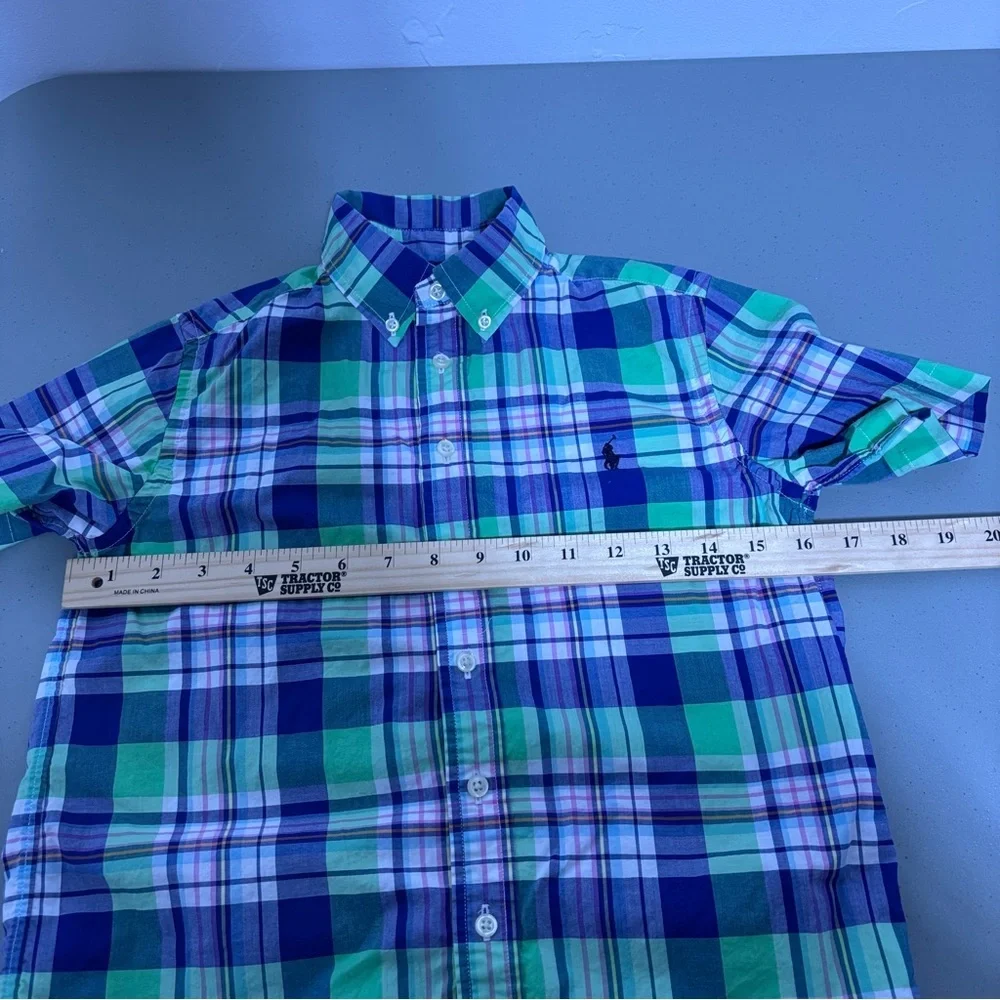 Chaps Ralph Lauren Boys Lot of 2 Size 8 Plaid Button Front Short Sleeve Shirt